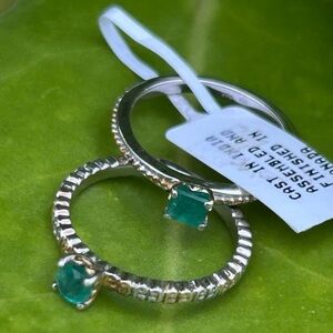 Bundle 2 Sterling silver gems en vogue Michael valitutti emerald minimalist ring